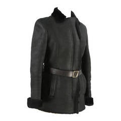 Gucci Black Shearling Fur Jacket US Size 8 7