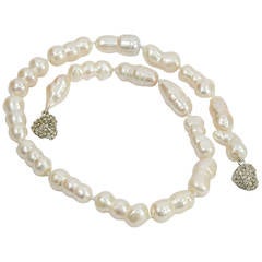 Striking Large White Baroque Freshwater Pearl Necklace 11