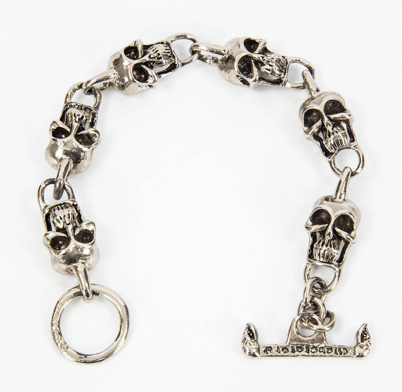 Phantom Chunky Skull Biker Link Chain Silver Bracelet