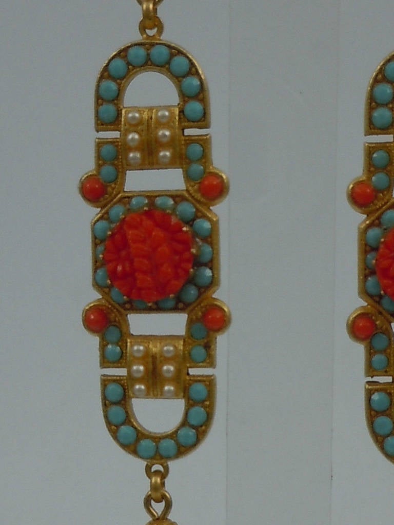 Askew London 'Art Deco' Long Drop Earrings In New Condition In Montreal, QC