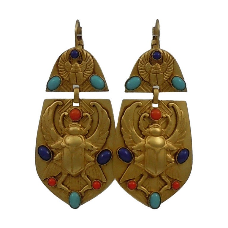 Askew London 'Egyptian Revival' Winged Scarab Doorknocker Earrings