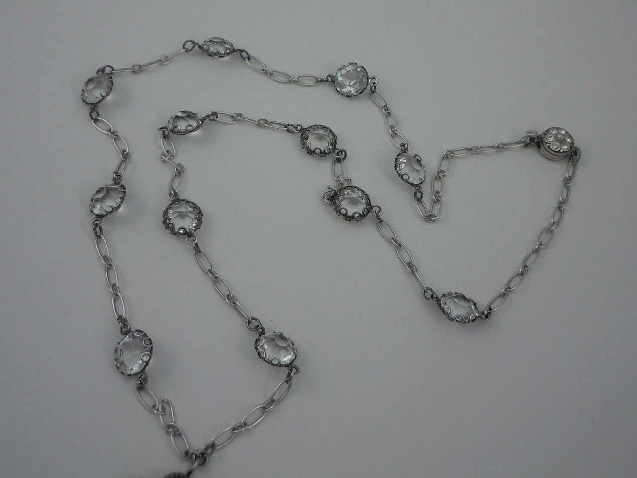 Askew London Openwork CZ Cross Drop Long Necklace