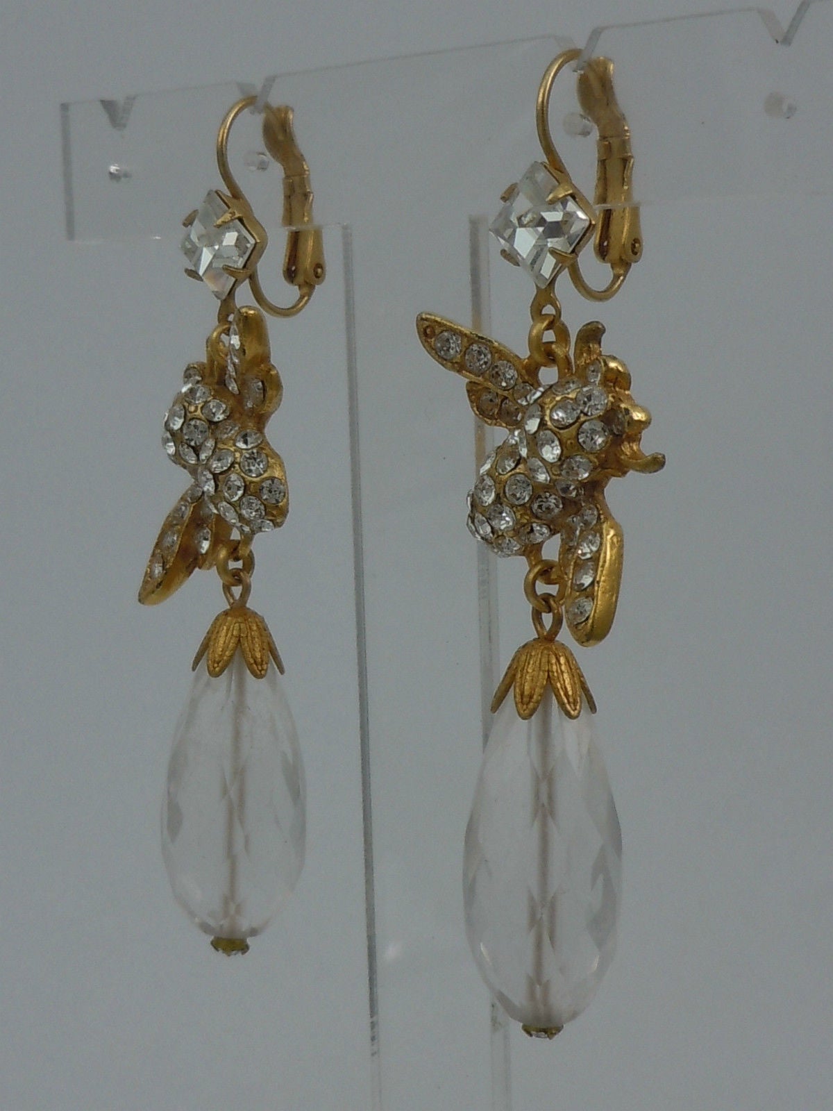 Askew London Bee Quartz and Crystal Drop Earrings