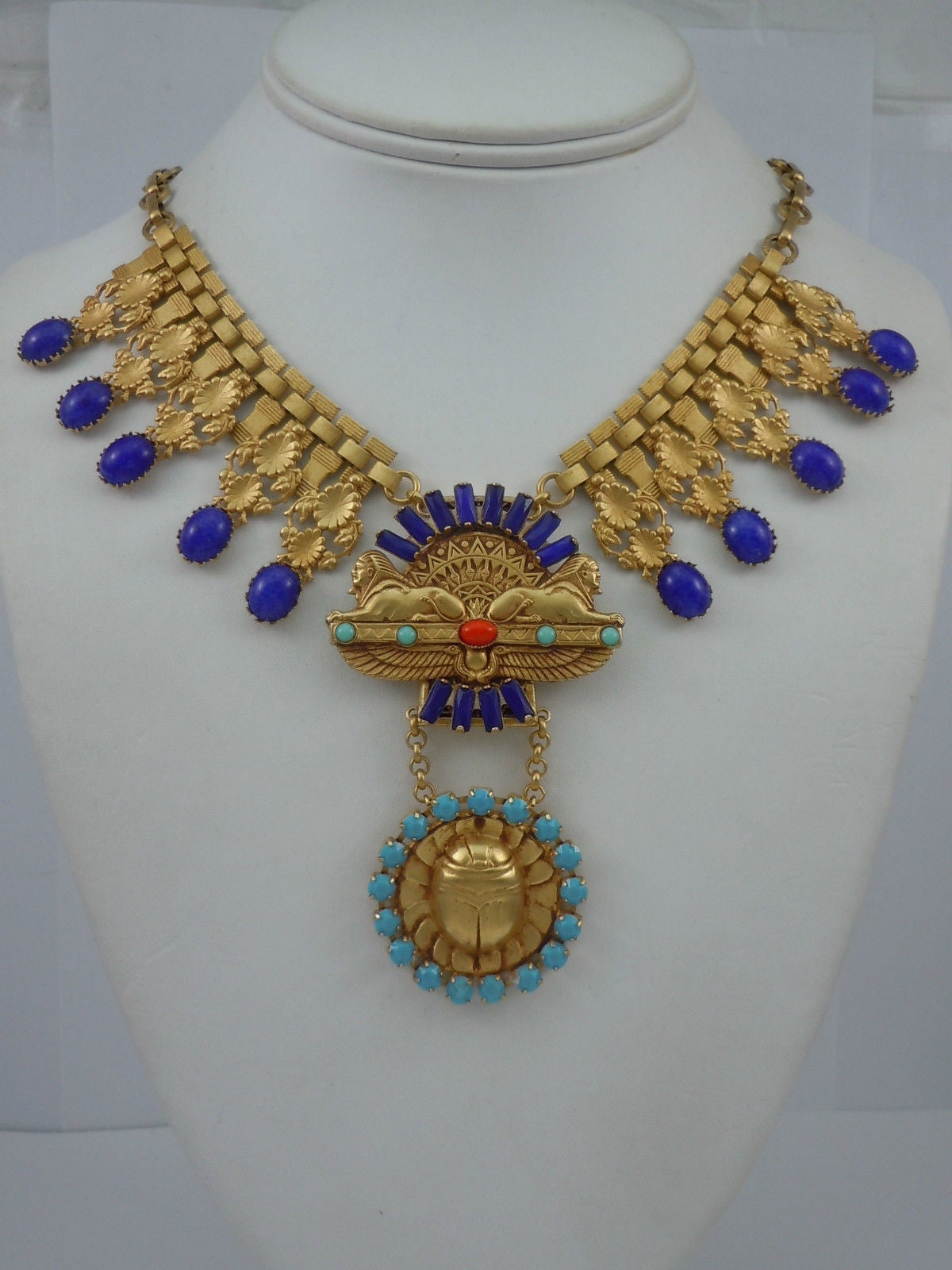 Contemporary Askew London 'Egyptian Revival' Double Sphinx Statement Necklace