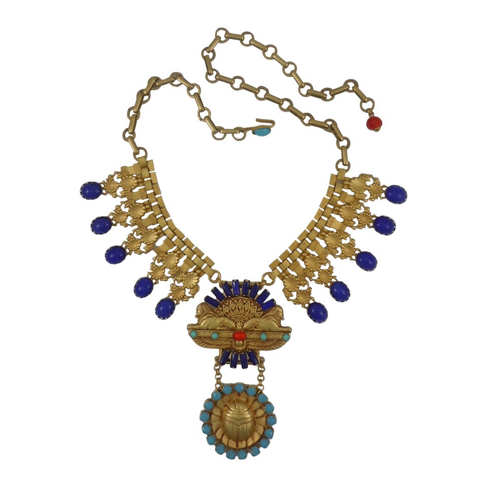 Askew London 'Egyptian Revival' Double Sphinx Statement Necklace