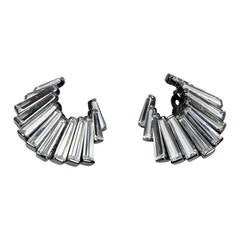 Designer Crystal Crescent Clip Earrings 5