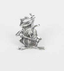 Musical and Whimsical Trio of Sterling Silver Frog Scatter Brooch Pins