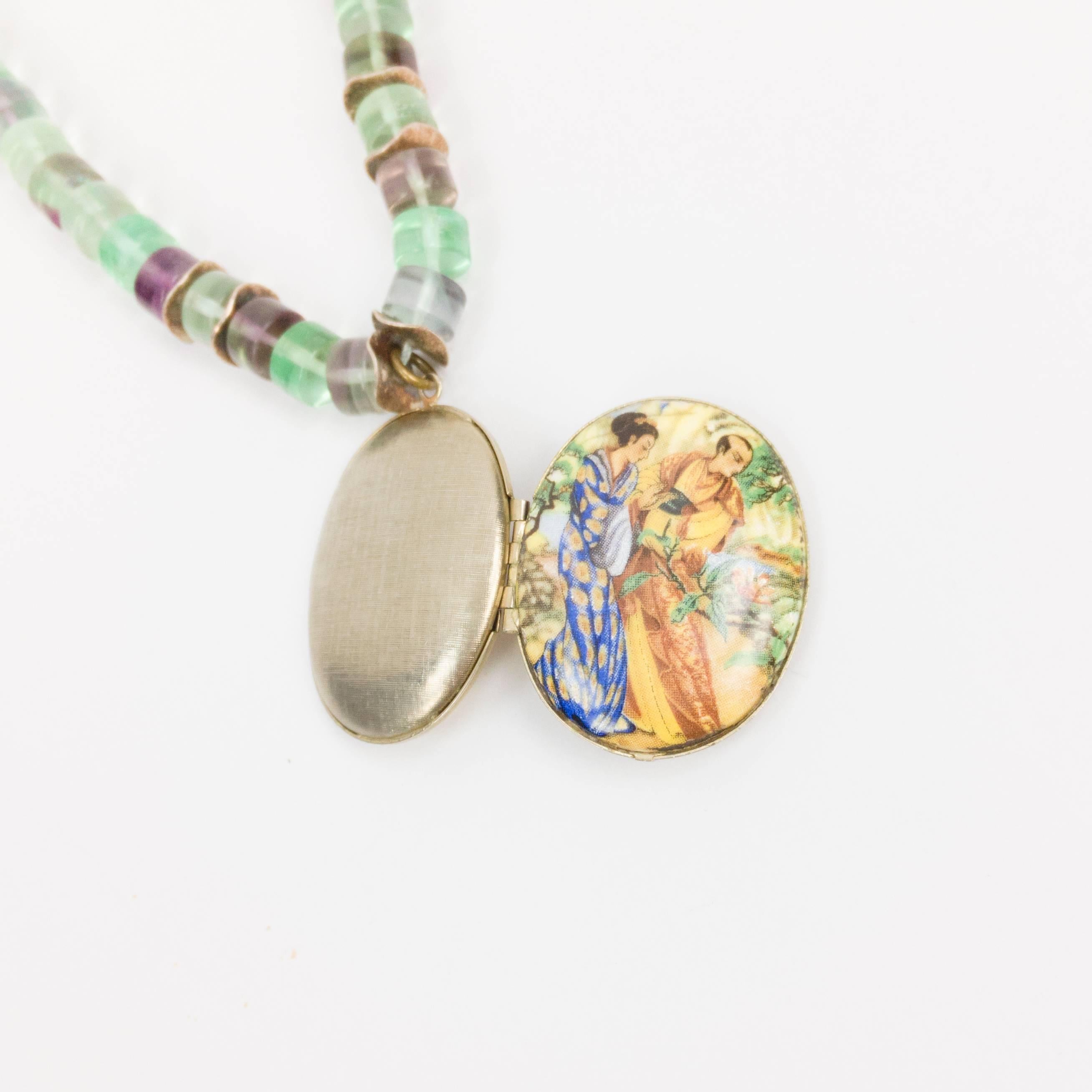 Modernist Tourmaline Necklace Suspending Japanese Locket Pendant For Sale