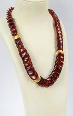Long and Fabulous Amber Disc Bead Necklace