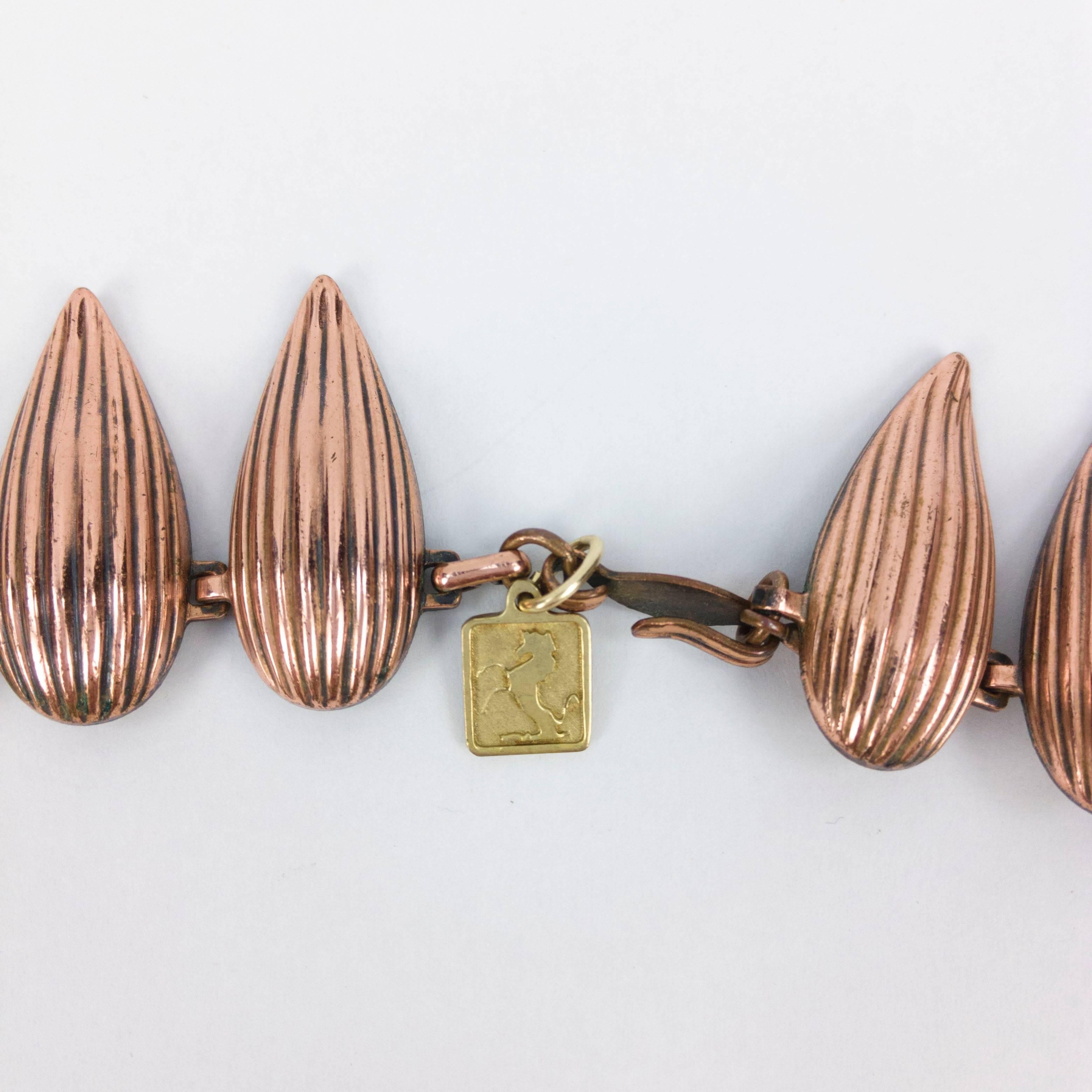 Modernist Retro Copper Porcelain Statement Necklace For Sale