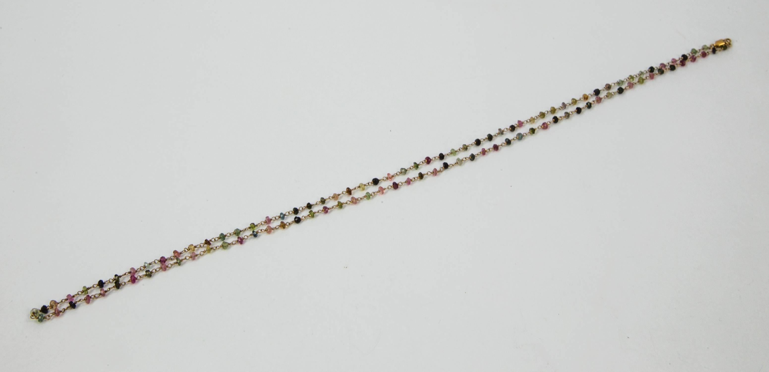 Modernist Six Awesome Natural Tourmaline Gemstone Gilt Sterling Silver Chain Necklaces  For Sale