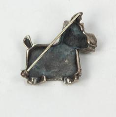 Enamel Scottie Dog Terrier Sterling Silver Brooch Pin