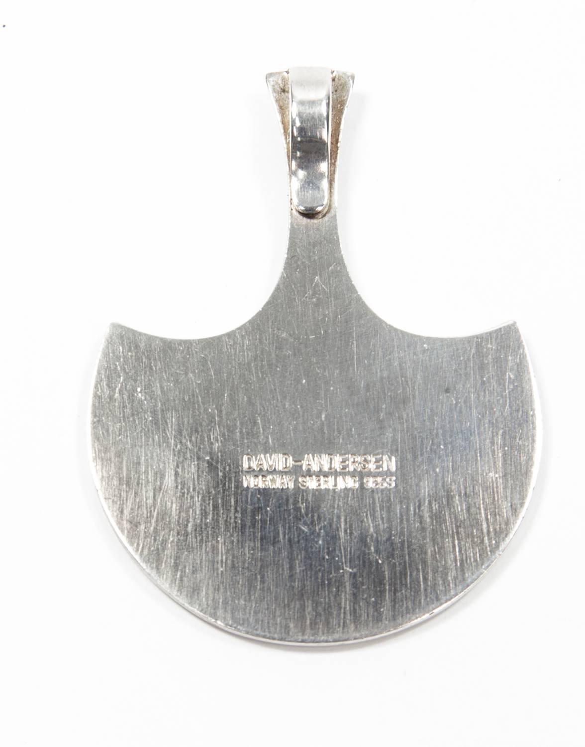 Lovely Enamel on Sterling Silver Pendant by Norway's premier Enamellist, David Andersen; 
