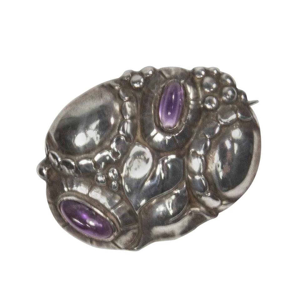 Theodor Fahrner Jugendstil Amethyst Sterlingsilber Brosche Anstecknadel (Art nouveau) im Angebot