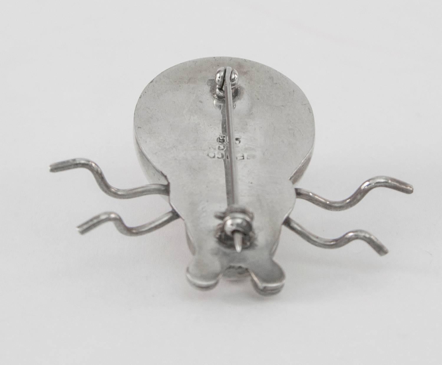 Modernist Spider Bug Sterling Silver Brooch Pin