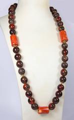 Antique Tibetan Natural Amber and Coral Bead Necklace