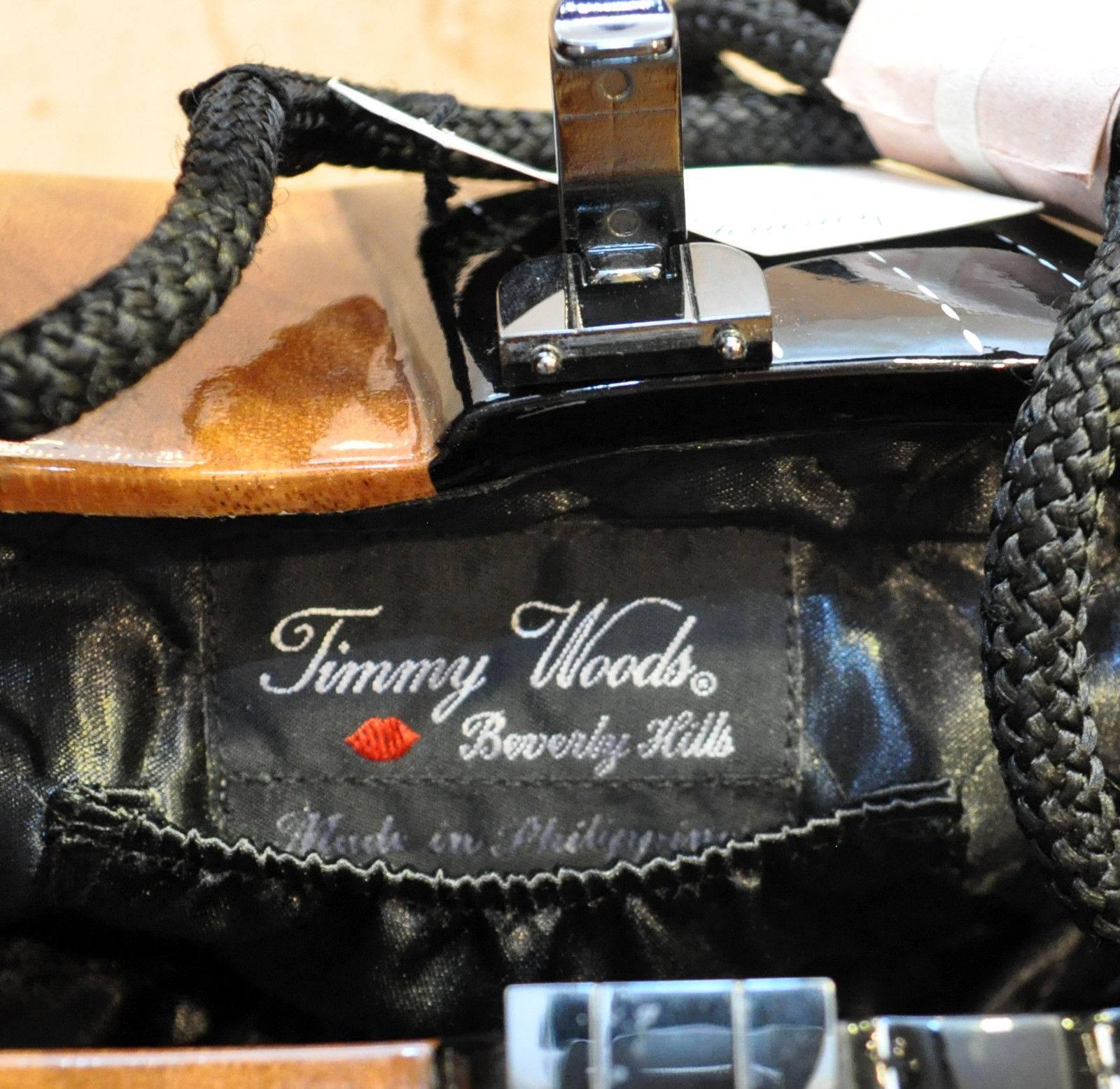 Timmy Woods of Beverly Hills Acacia Wood Handbag Purse Clutch NWT 2