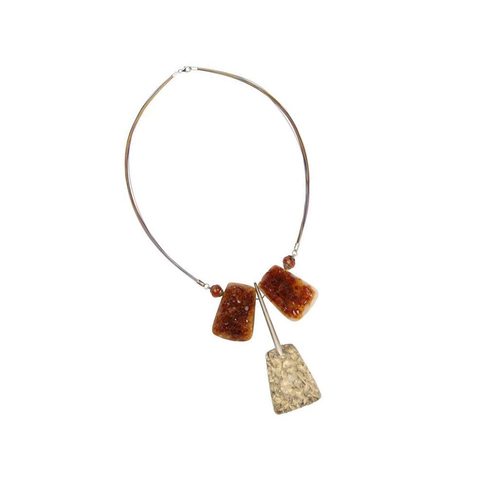 Mixed Cut Awesome Natural Citrine Quartz and Sterling Silver Statement Necklace For Sale