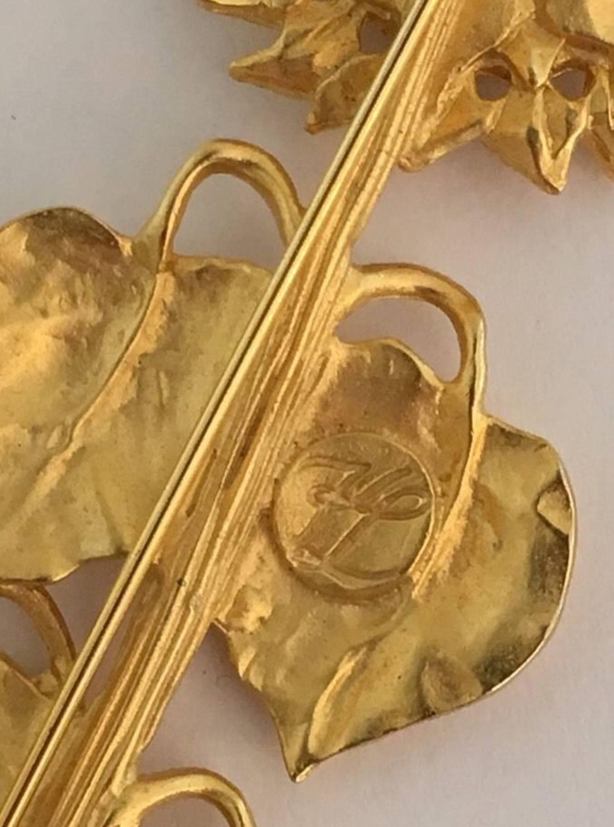 Rare Karl Lagerfeld Garden Series Matte Gold Sunflower Brooch Pin 1