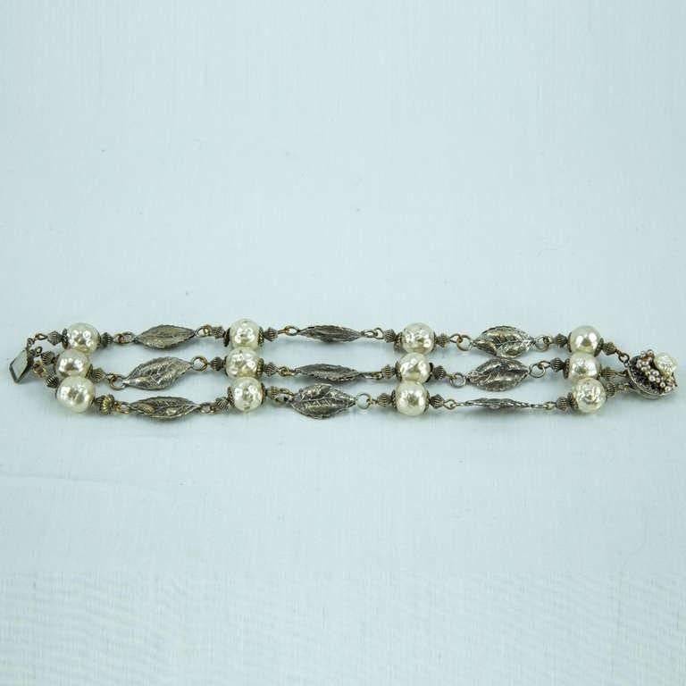 Miriam Haskell Signed Faux Pearl Bracelet C1950s 1