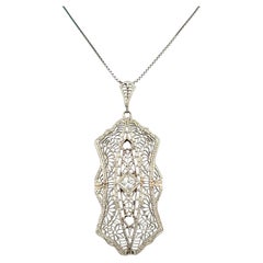 Vintage Diamond Gold Pendant Necklace Fine Estate Jewelry
