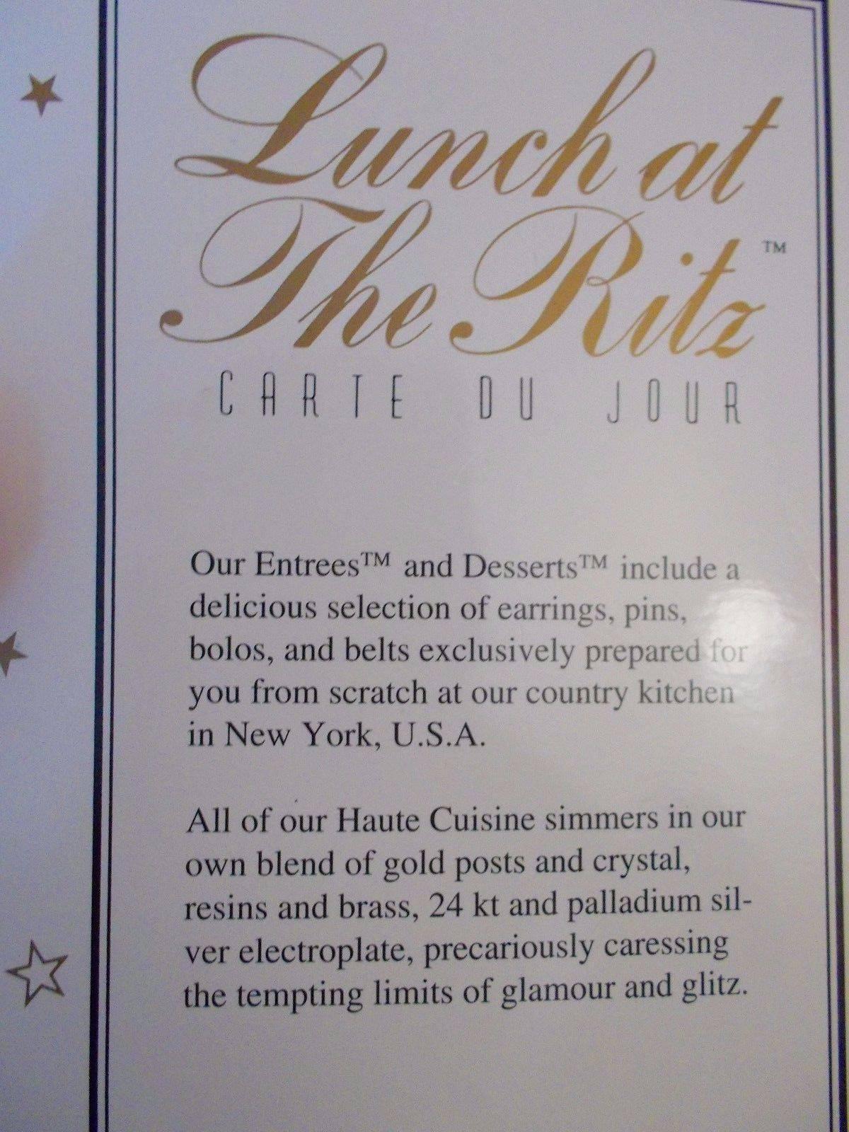 Rare Lunch At The Ritz "Hello, How Are You" Earrings On Original Menu