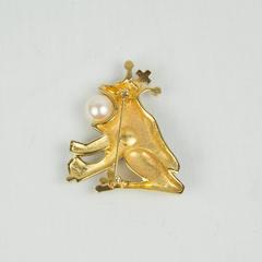 Butler Wilson Frog and Crown Enamel Brooch Pin England