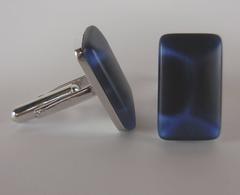 Kenzo Rectangular Cushion Form Faux Blue Tiger-eye Stone Cufflinks