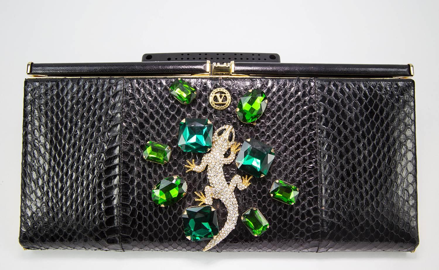 Extraordinary Vanentino Garavani Haute Couture Lizard Jewel Clutch Bag 4