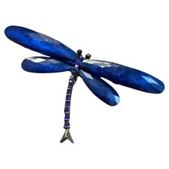 Libellula con ali di zaffiro finto Spilla d'epoca dichiarativa