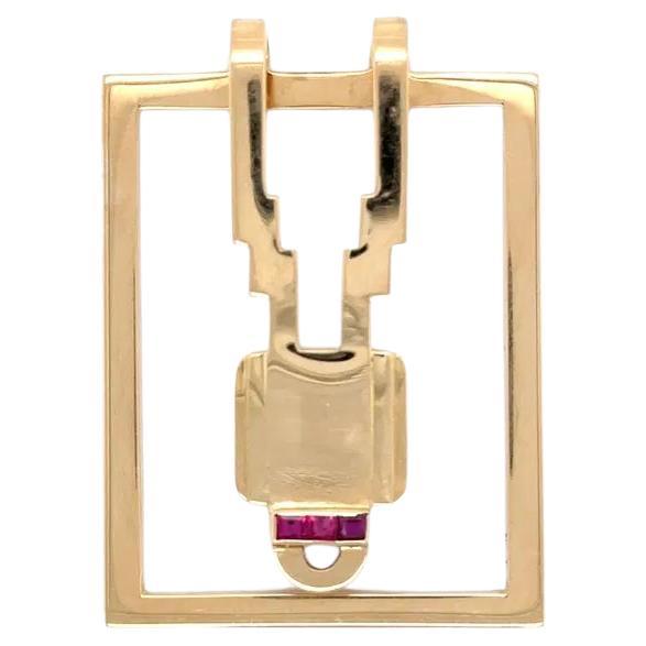 Pince à billets rétro Tiffany & Co Designer French-Cut Ruby Gold Clip en vente