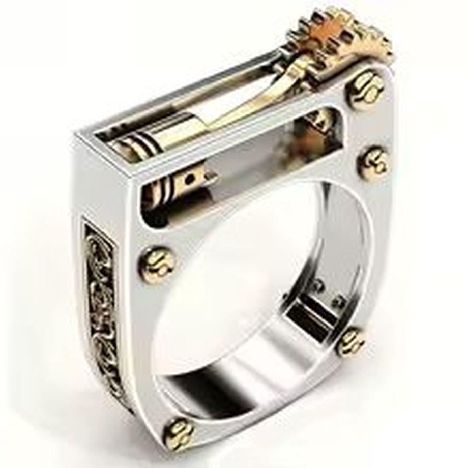 Bague Vintage en or bicolore avec carré géométrique Excellent état - En vente à Montreal, QC