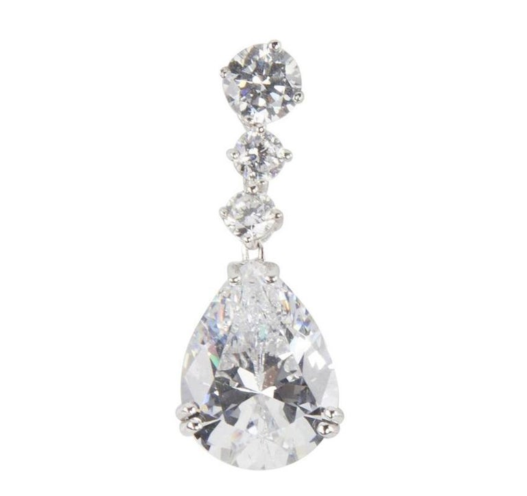 Stunning Faux Diamond and Teardrop Faux Diamond Drop Statement Earrings For Sale at 1stDibs