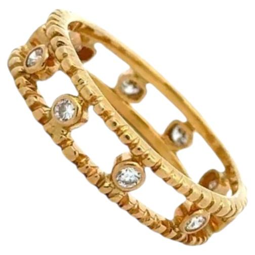 Vintage Double Split Row Diamond Gold Wedding Band Ring For Sale