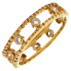 Vintage Double Split Row Diamond Gold Wedding Band Ring