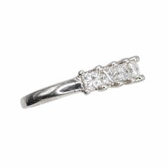 Vintage Diamond 7-Stone Princess Gold 4.5mm Band Ring Fine Estate Jewelry