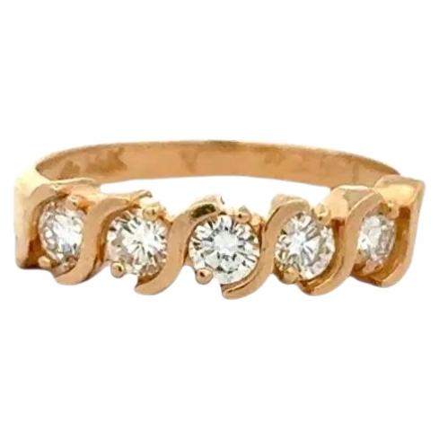 Vintage-Diamantring mit 5 Steinen, Gold, 4,5 mm Breite – edler Vintage-Schmuck