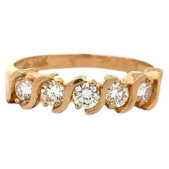 Vintage-Diamantring mit 5 Steinen, Gold, 4,5 mm Breite – edler Vintage-Schmuck