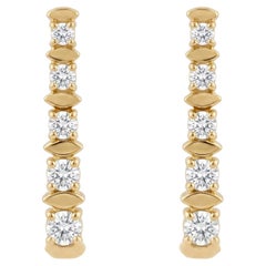 Vintage-Diamantohrringe mit 5 Steinen, RBC-Diamanten, Gold, Tropfenform – edler Secondhand-Schmuck