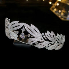 Crystal Zirconia Tiara Crown Marquise Design Statement Headband