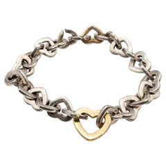 Vintage Iconic TIFFANY & CO Sterling Silver and Gold Heart Link Bracelet