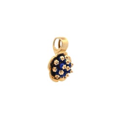 Vintage 1960s Lapis Lazuli and Gold Bead Cluster Pendant Fine Estate Jewelry