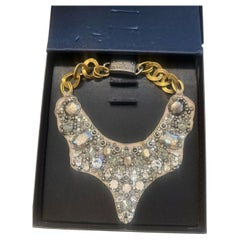 Vintage Prada Iconic Designer Crystal Dynamic Statement Bib Necklace