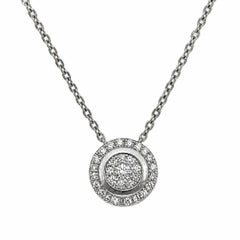 Vintage Mosaic Diamond Gold Round Drop Pendant Necklace