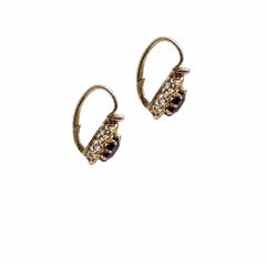 Vintage Cushion Ruby Gold Victorian Earrings Fine Estate Jewelry