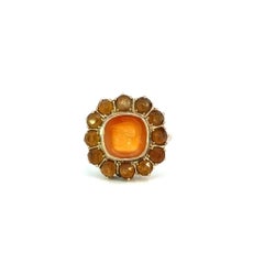 Viktorianischer Vintage-Goldring mit Karneol-Intaglio und orangefarbenem Stein – hochwertiges Erbstück