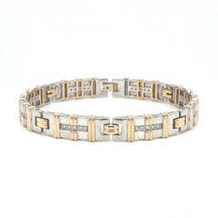 Vintage Fine Men’s Diamond Gold Station Link Bracelet Fine Estate Jewelry