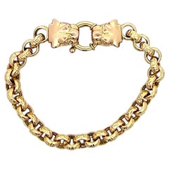Vintage Circle Link Panther Clasp Gold Bracelet Fine Estate Jewelry