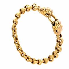 Vintage Circle Link Panther Clasp Gold Bracelet Fine Estate Jewelry