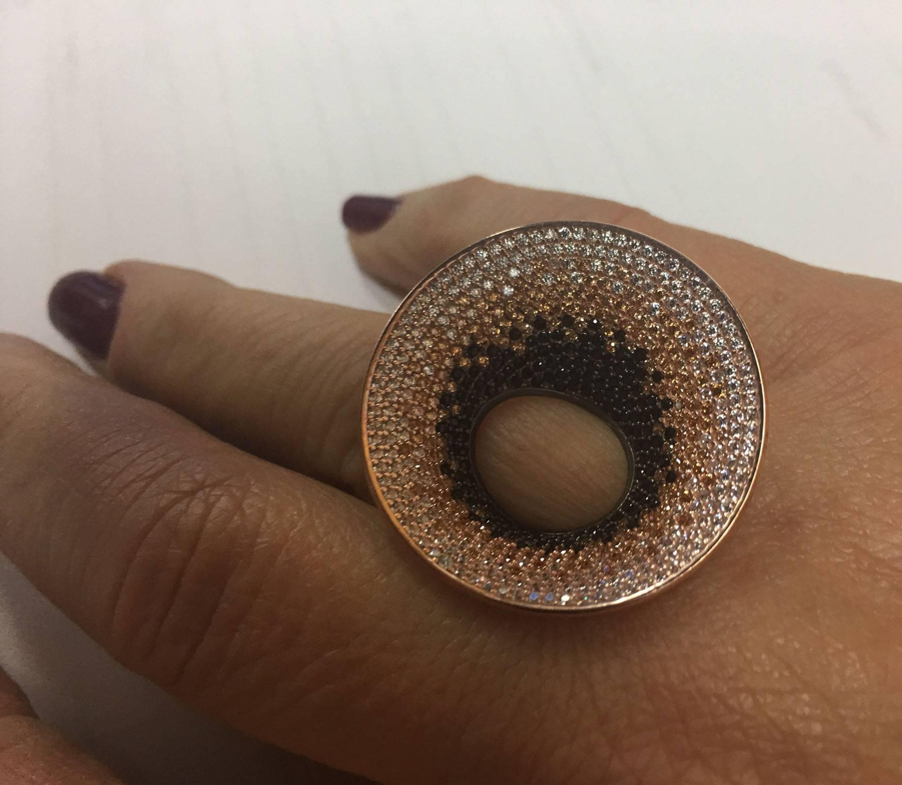Women's Amazing Faux Diamond Statement Crater Ring Rose Gold Sterling Silver  For Sale